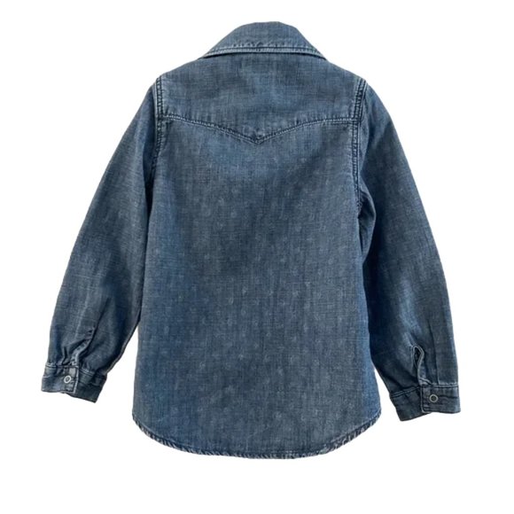 Baby Gap Blue Chambray Western Snap-Front Long Sleeves Shirt Size 4 - Picture 2 of 10